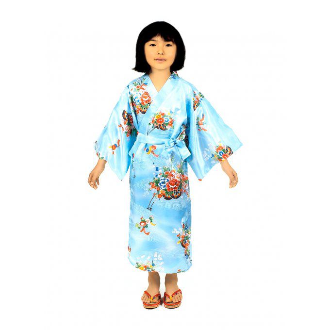 Kimono japonais Hanaguruma polyester fille "Made in Japan"