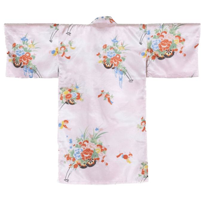 Kimono japonais Hanaguruma rose polyester fille taille L "Made in Japan"