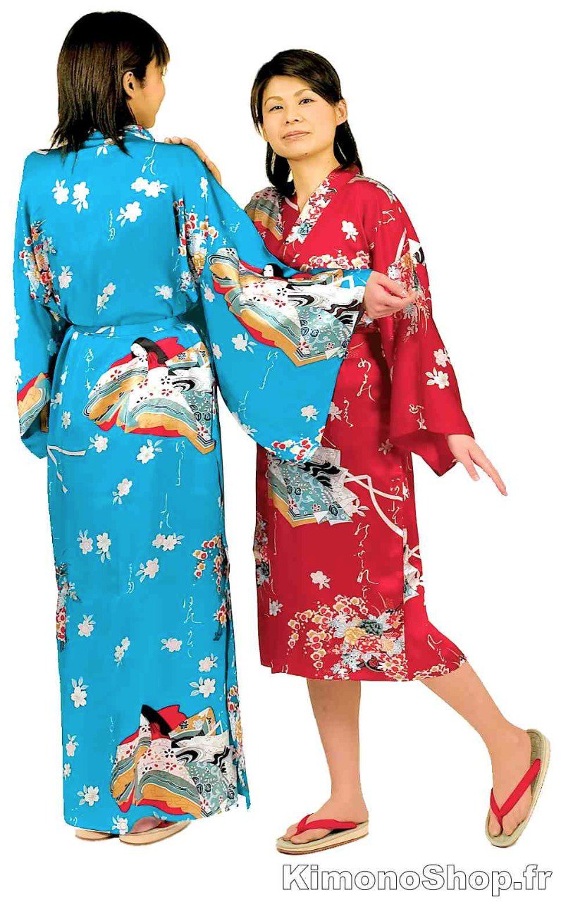 Kimono japonais Hime Sakura soie femme "Made in Japan"