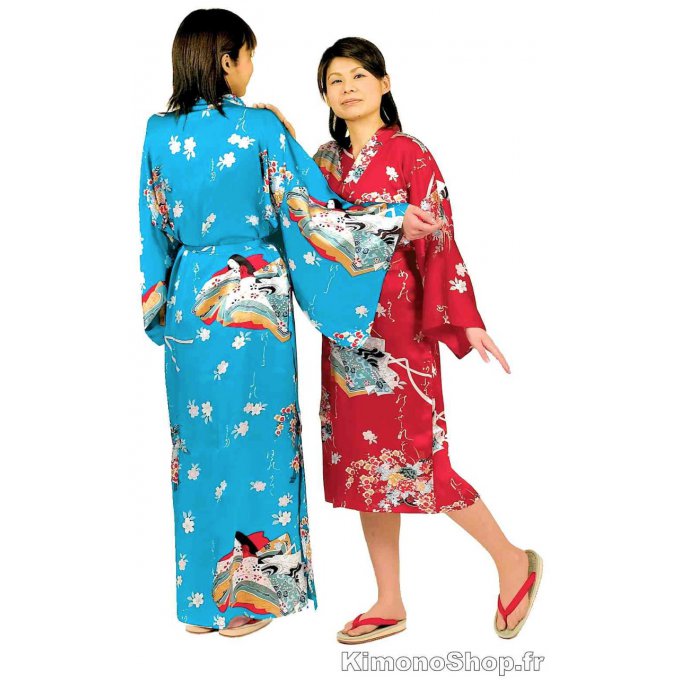 Kimono japonais Hime Sakura soie femme "Made in Japan"