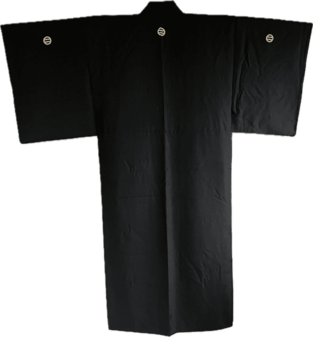 Set Haori & Kimono homme Antique Soie Noire - Formel - Futatsu Hiki MonTsuki