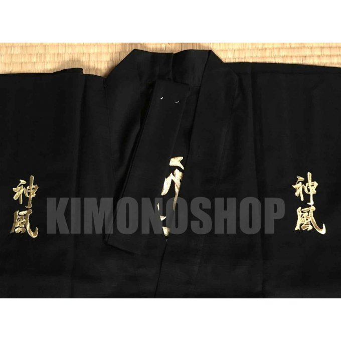 Kimono japonais Kamikaze coton noir homme