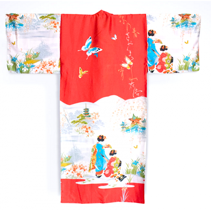 Kimono japonais Maiko polyester femme "Made in Japan"