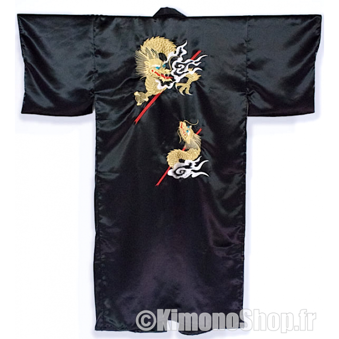 Kimono japonais Mukai Ryu polyester noir homme