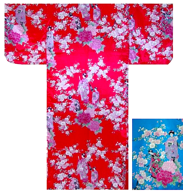 Kimono japonais Sakura Maiko polyester femme "Made in Japan"  
