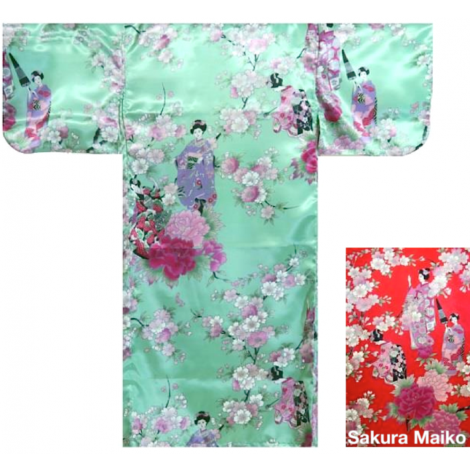 Kimono japonais Sakura Maiko polyester fille "Made in Japan" 