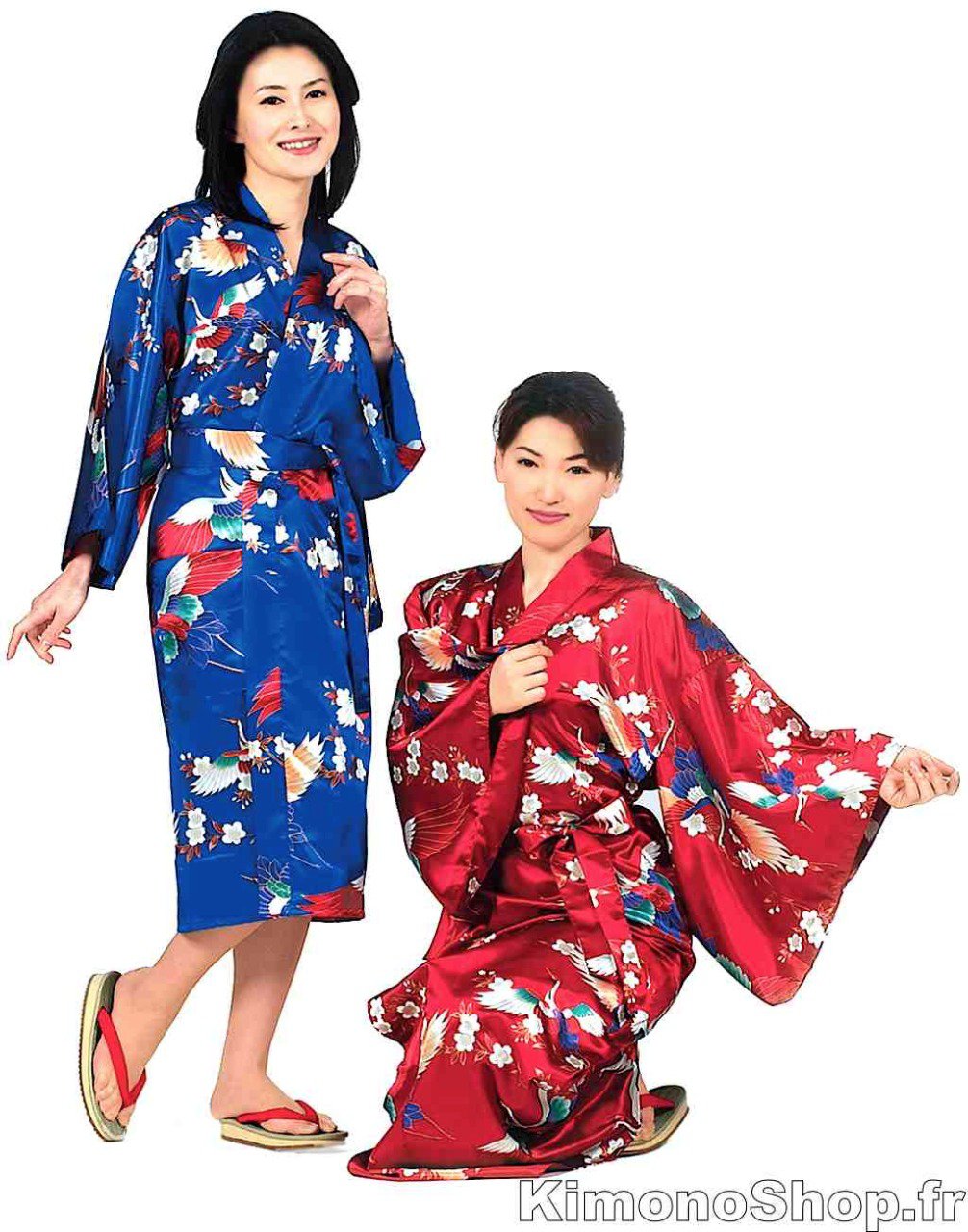 Kimono japonais Sakura Tsuru polyester femme "Made in Japan"