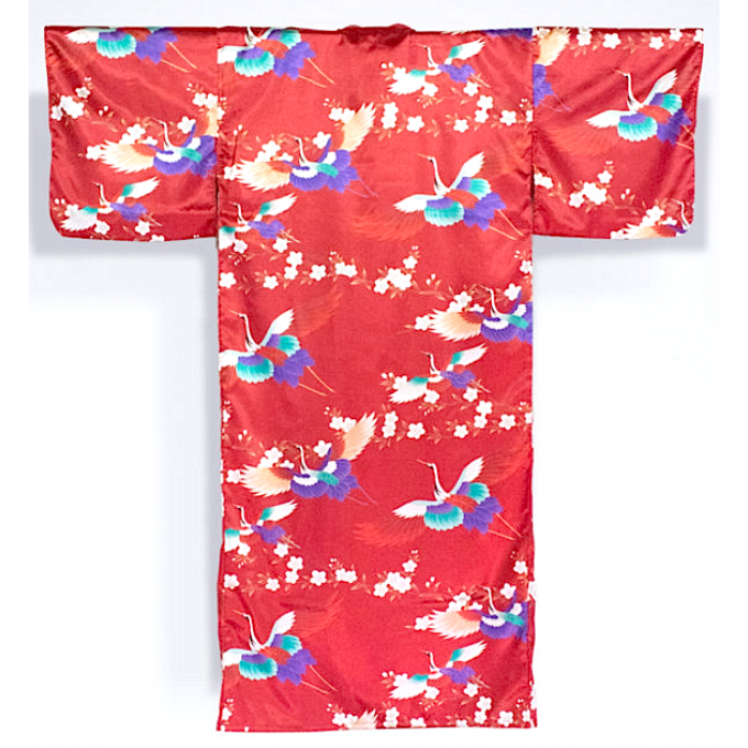 Kimono japonais Sakura Tsuru polyester femme "Made in Japan"