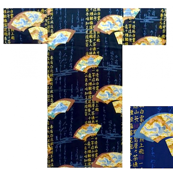 Kimono japonais Sensu Moji soie homme "Made in Japan"