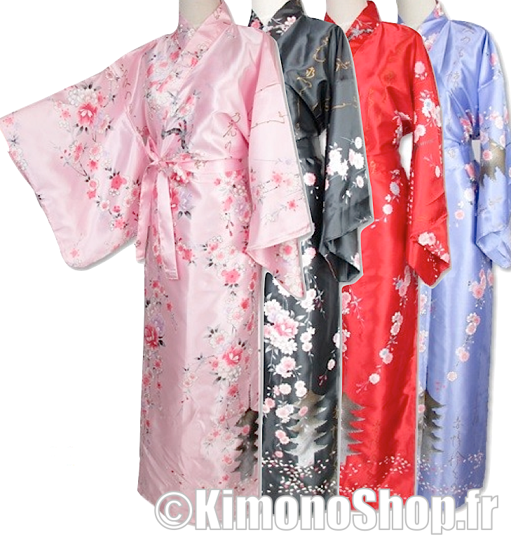 Kimono japonais Shidare Sakura Kyoto polyester femme "Made in Japan"