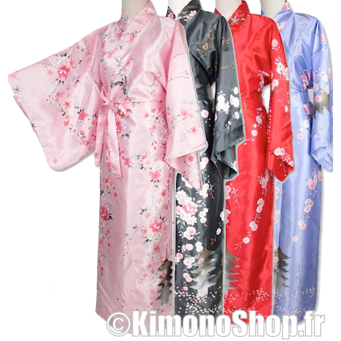 Kimono japonais Shidare Sakura Kyoto polyester femme "Made in Japan"
