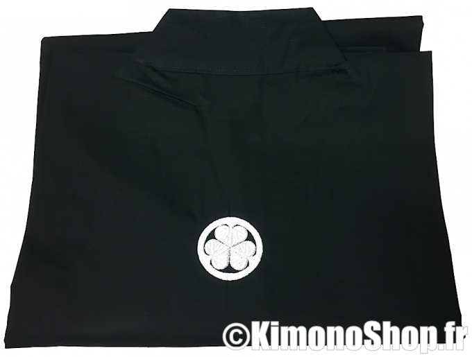 Kimono japonais samourai Tokugawa aoi Montsuki noir polyester homme 