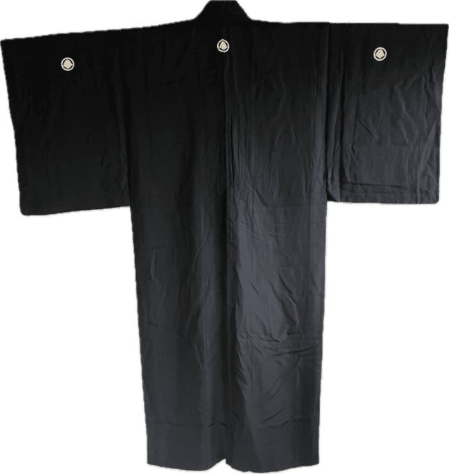 Kimono Japonais Traditionnel soie noire Montsuki d'Été homme