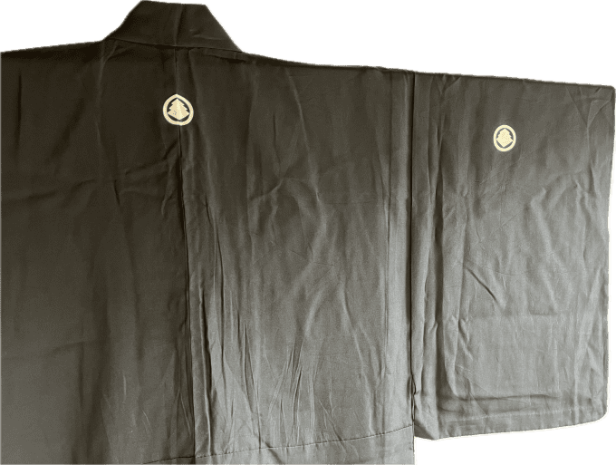 Kimono Japonais Traditionnel soie noire Montsuki d'Été homme