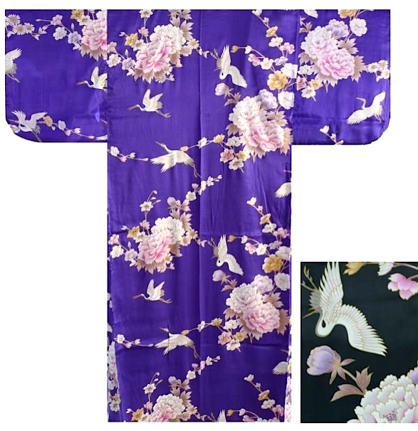 Kimono japonais Tsuru Botan soie femme "Made in Japan"   