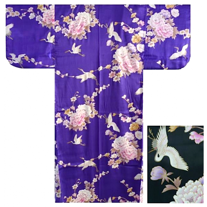 Kimono japonais Tsuru Botan soie femme "Made in Japan"   