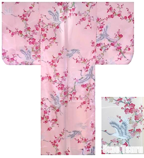 Kimono japonais Ume Tsuru polyester fille "Made in Japan"  
