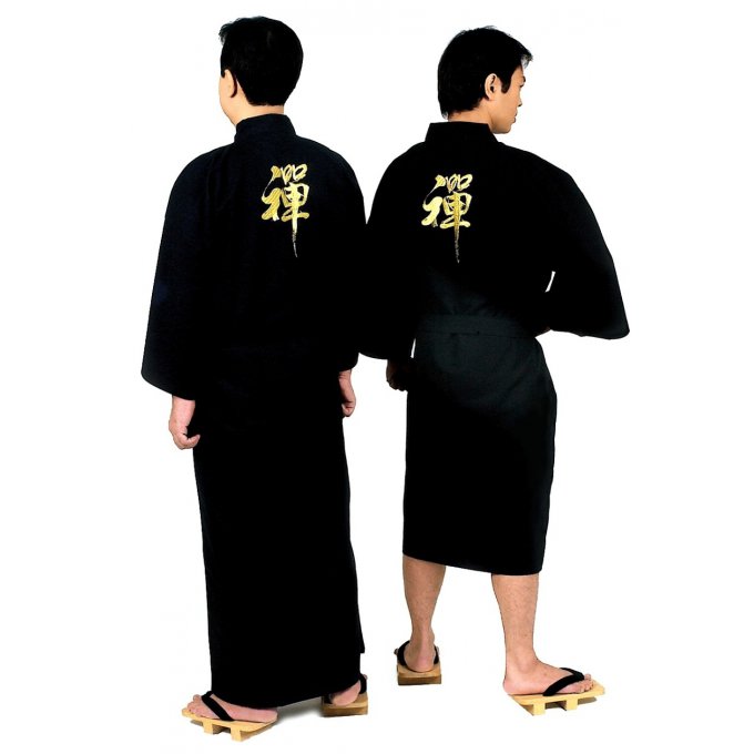 Kimono japonais KinIro Zen coton noir homme
