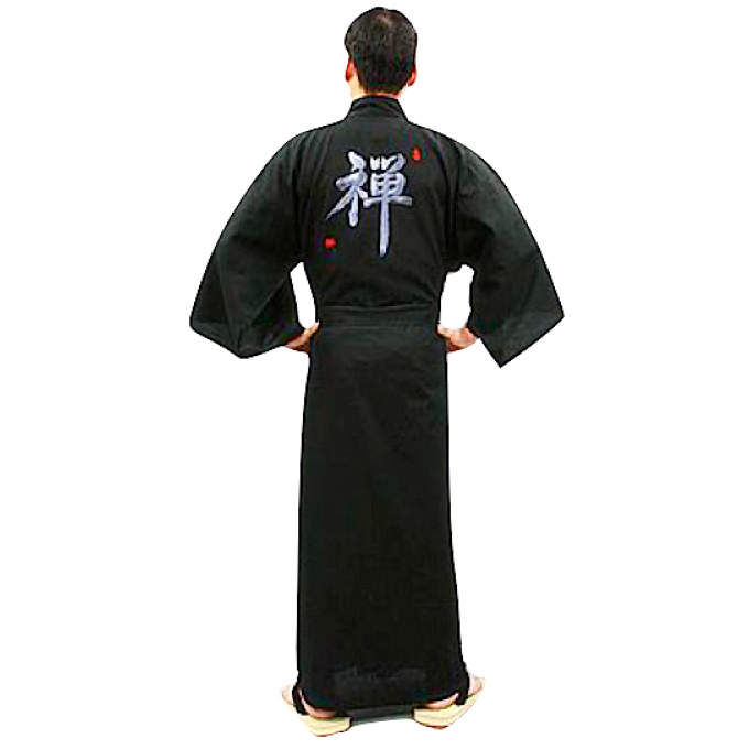 Kimono japonais zen GinIro noir coton homme "Made in Japan"