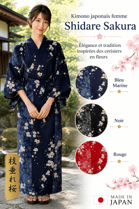 Kimono japonaise femme  Shidare Sakura "Made in Japan" 