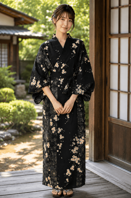 Kimono japonaise femme  Shidare Sakura "Made in Japan" 