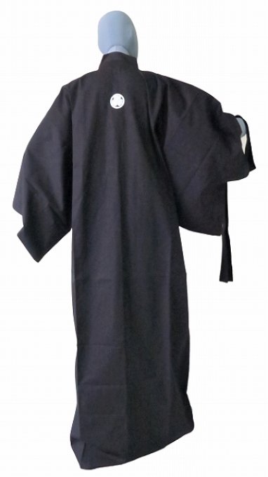 Kimono japonais samourai Tokugawa aoi Montsuki noir polyester homme 