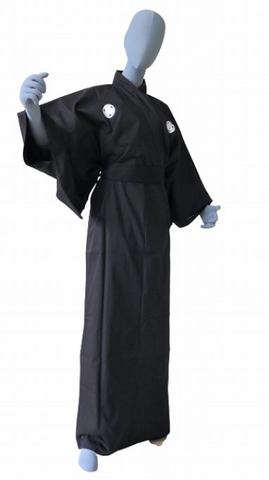 Kimono japonais samourai Tokugawa aoi Montsuki noir polyester homme 