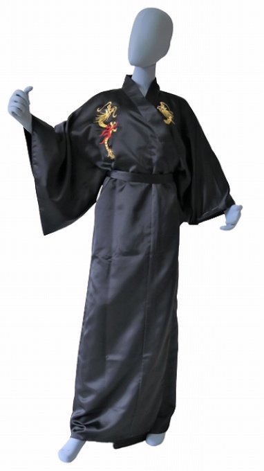 Kimono japonais Kaen ryu polyester noir homme "Made in Japan"