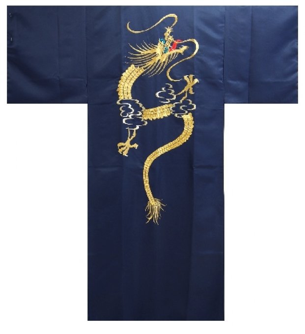 Kimono japonais Shin itto ryu polyester bleu marine homme "Made in Japan" 