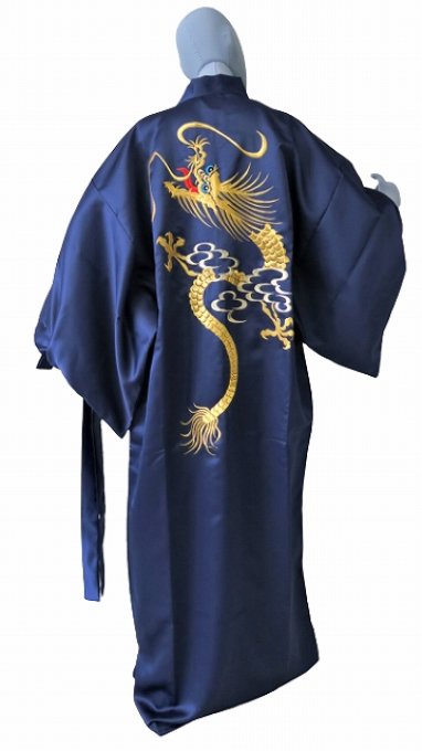 Kimono japonais Shin itto ryu polyester bleu marine homme "Made in Japan" 