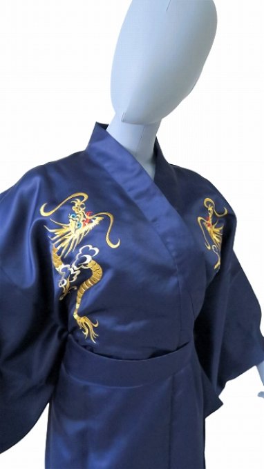 Kimono japonais Shin itto ryu polyester bleu marine homme "Made in Japan" 