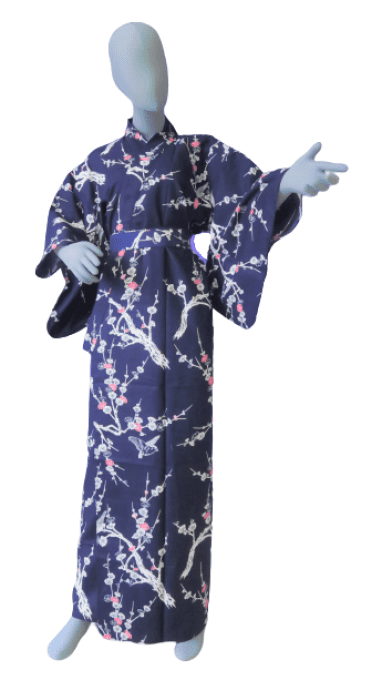 Yukata Ume bleu marine femme Taille:2L "Made in Japan" 
