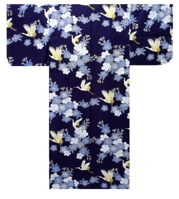 Yukata Sakura Tsuru coton bleu marine taille L femme  