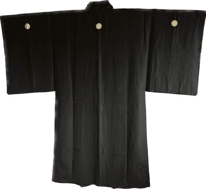 Luxe Antique haori  soie noire KenKatabami Montsuki Tora Oeil du tigre homme  