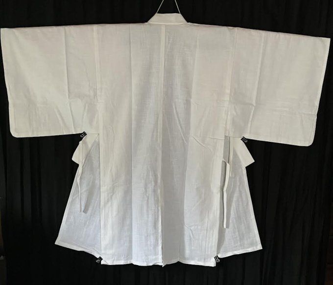 Luxe kimono traditionnel japonais Hangi  coton blanchi Taille 2L homme - Fait main au Japon