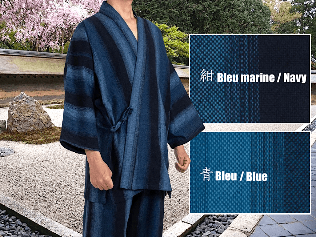 Luxe Samue Katsuojima Nanakoori Strip Coton  "Made in Japan"  