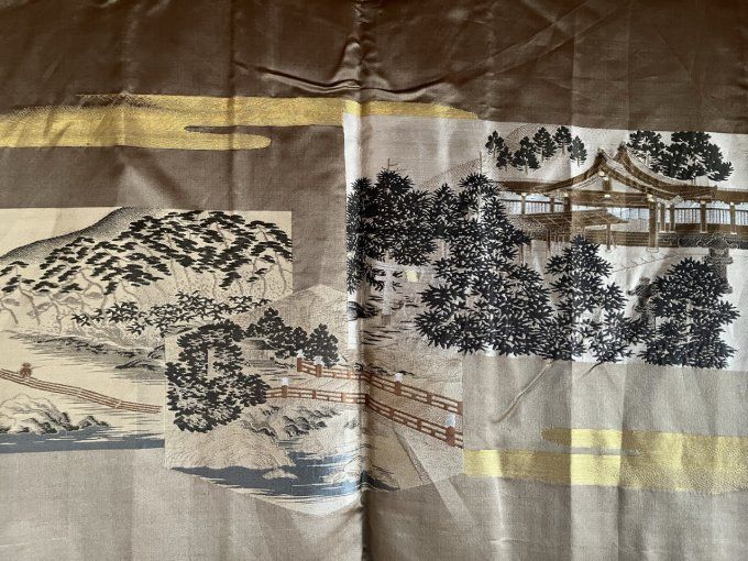 Haori japonais homme Soie Noire – Kenkatabami Montsuki – Sanctuaire Shinto Japonais