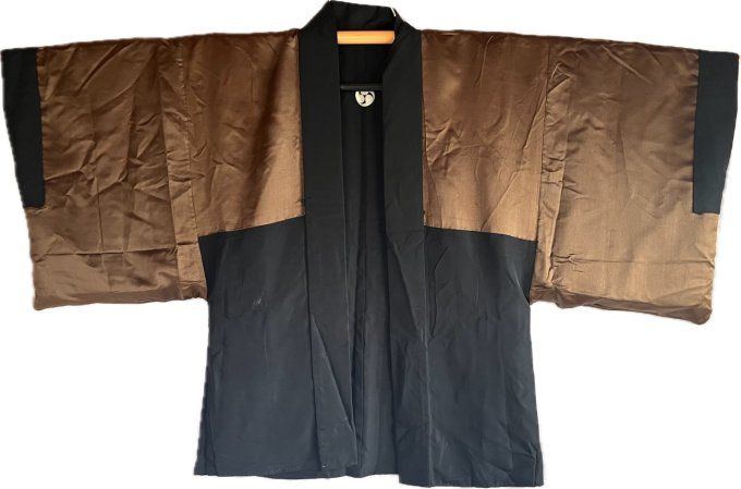 Haori Japonais  Homme Antique  Tomoe Montsuki Voyage de Yoritomo au Fuji San  