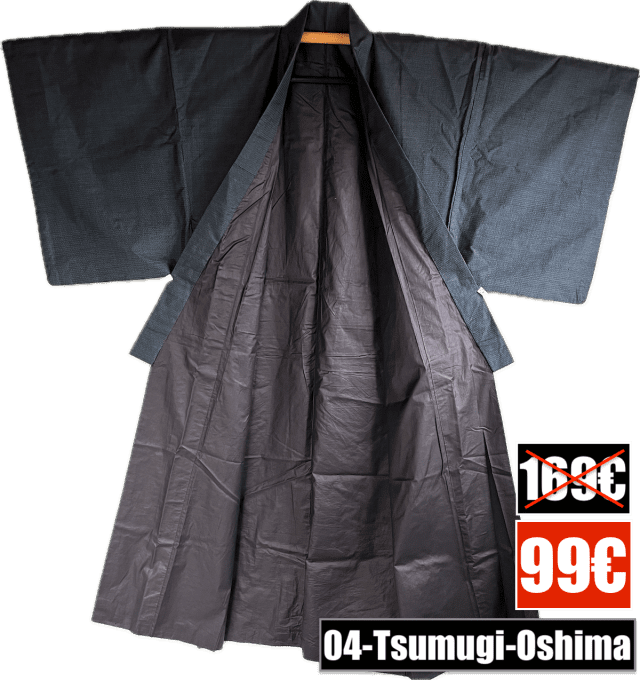 Kimono japonais traditionnel homme Soie Tsumugi Oshimai Kikko  04