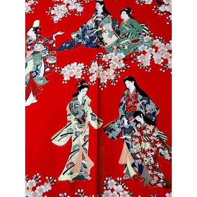 Kimono japonais Hanami coton satin femme "Made in Japan" 