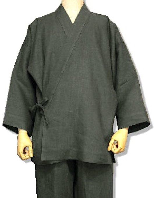 Samue traditionnel japonais coton gris 2L homme Fait main au Japon