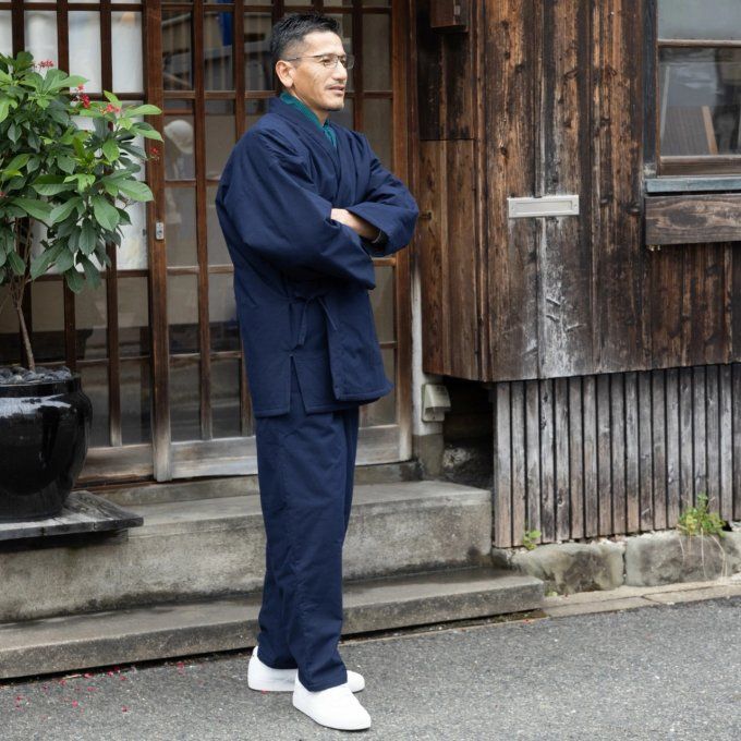 Samue japonais Premium  Hiver coton bleu marine Fabriqué au Japon