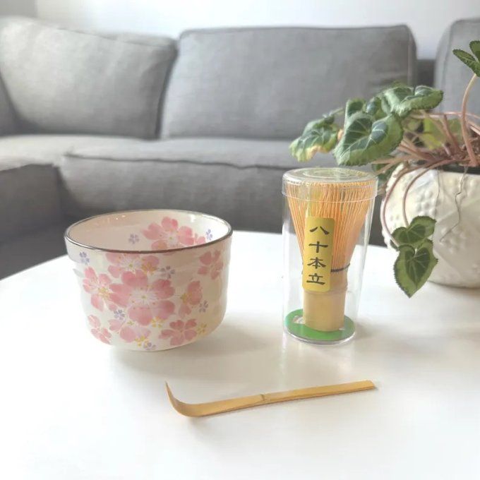 Set Matcha Sakura – Bol Chawan, Fouet Chasen & Cuillère Chashaku