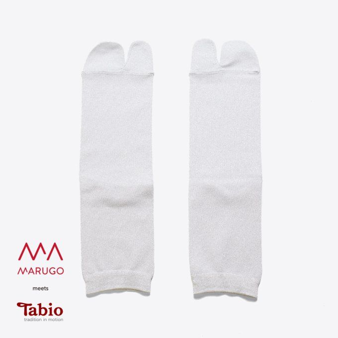 Chaussette Tabi blanc argenté TabiO Rame / Marugo femme - Made in Japan