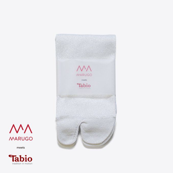 Chaussette Tabi blanc argenté TabiO Rame / Marugo femme - Made in Japan