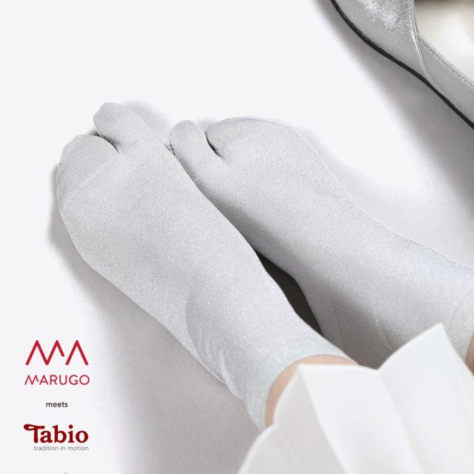 Chaussette Tabi blanc argenté TabiO Rame / Marugo femme - Made in Japan