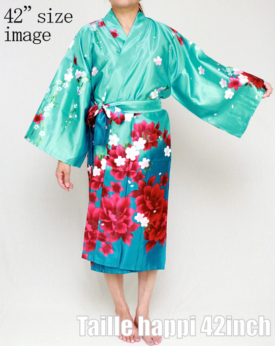 Kimono japonais Mont Fuji & Grue du Japon Tsuru polyester femme "Made in Japan"  