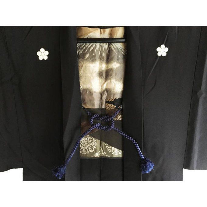 Ancien haori samourai Chanoyu Fujisan Umebachi MonTsuki homme "Made in Japan"