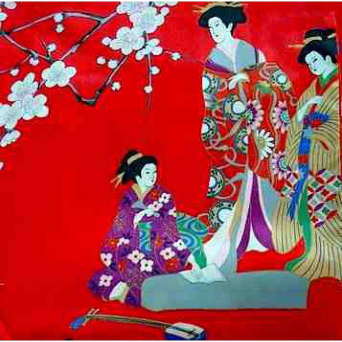 Foulard japonais Tachi Sugata soie femme "Made in Japan"   