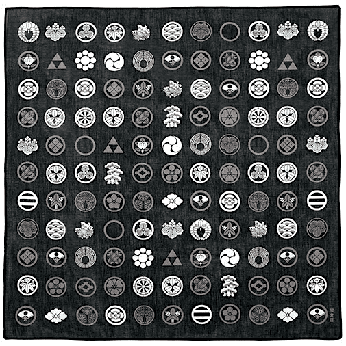 Tissus japonais Furoshiki noir coton Kamon 50x50cm Made in Japan
